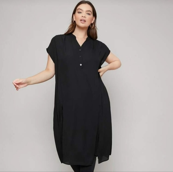 SHEIN Tops - SHEIN Curve Sheer Elegant Black Tunic Dress
